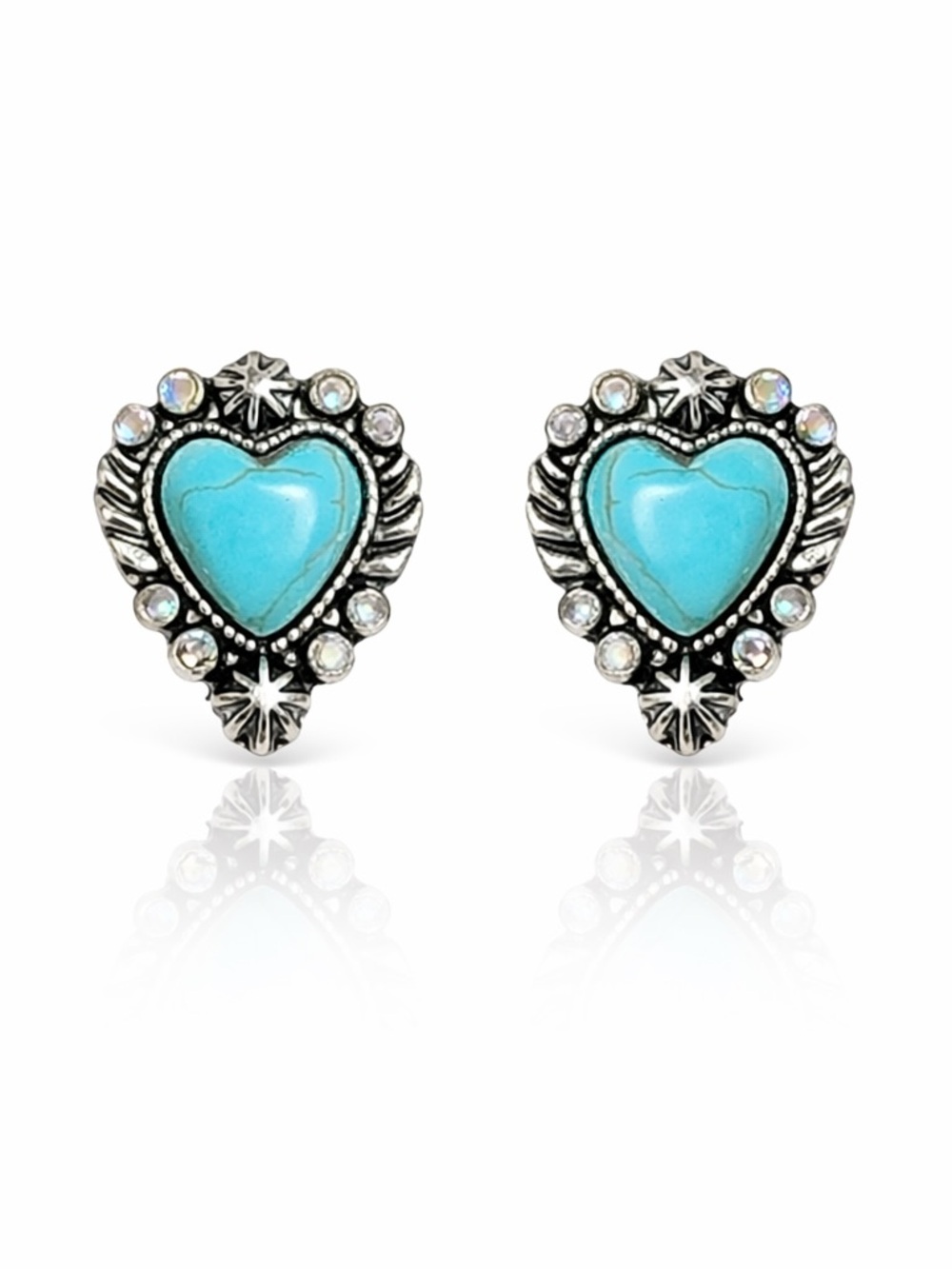 Turquoise Heart Stud Earrings